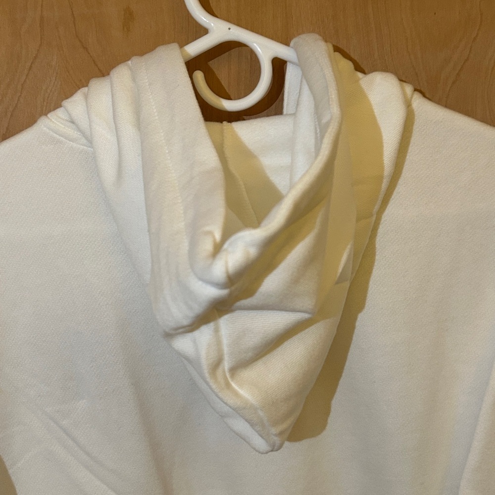 PINK Victoria's Secret White Zip-Up Hoodie with Embroidered Logo - Picture 5 of 7